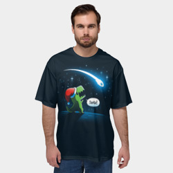 Мужская футболка oversize 3D Новогодний ти рекс - фото 2