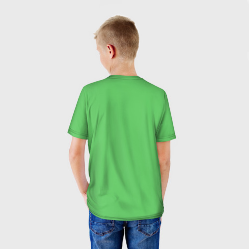 Детская футболка 3D с принтом Новогодняя проблема тираннозавра рекса, вид сзади #2