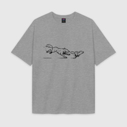 Женская футболка Oversize хлопок texturе Братья волки из Life is Strange 2