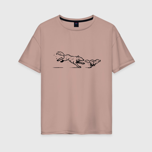 Женская футболка хлопок Oversize Братья волки из Life is Strange 2, цвет пыльно-розовый