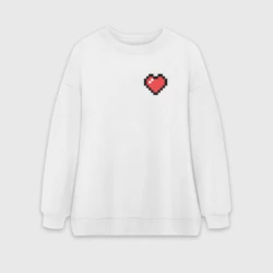 Женский свитшот oversize без начеса хлопок Пиксельное сердечко