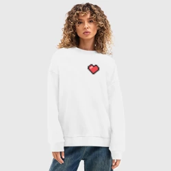 Женский свитшот oversize без начеса хлопок Пиксельное сердечко - фото 2