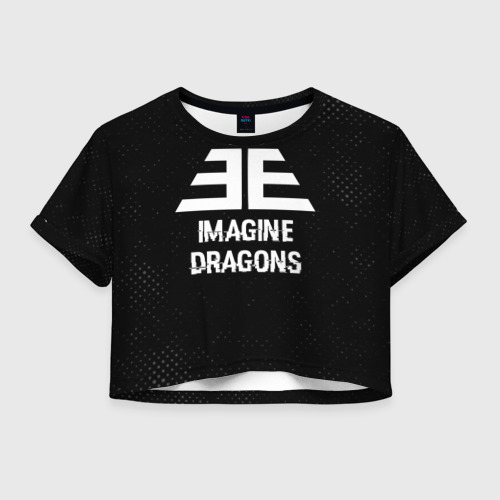 Женская футболка Crop-top 3D Imagine Dragons glitch на темном фоне, цвет 3D печать