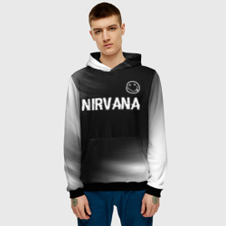 Мужская толстовка 3D Nirvana glitch на темном фоне посередине - фото 2