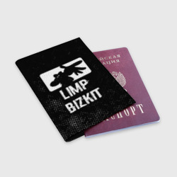 Обложка для паспорта матовая кожа Limp Bizkit glitch на темном фоне - фото 2