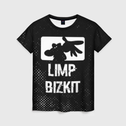 Женская футболка 3D Limp Bizkit glitch на темном фоне