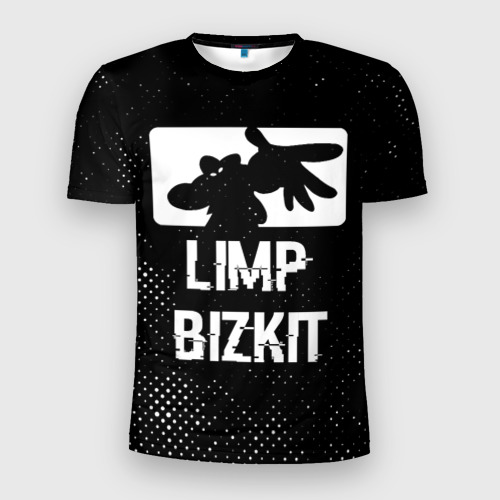 Мужская футболка 3D Slim Limp Bizkit glitch на темном фоне, цвет 3D печать