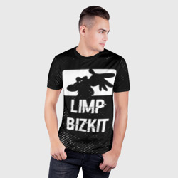 Мужская футболка 3D Slim Limp Bizkit glitch на темном фоне - фото 2