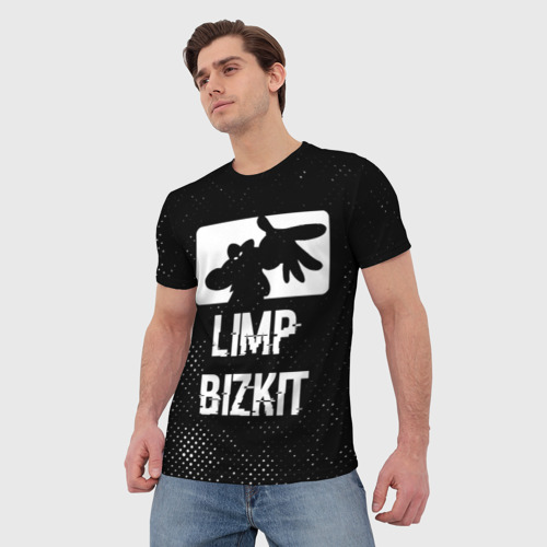 Мужская футболка 3D Limp Bizkit glitch на темном фоне, цвет 3D печать - фото 3