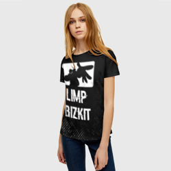 Женская футболка 3D Limp Bizkit glitch на темном фоне - фото 2