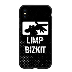 Чехол для iPhone XS Max матовый Limp Bizkit glitch на темном фоне