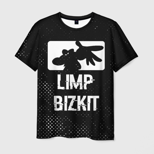 Мужская футболка 3D Limp Bizkit glitch на темном фоне, цвет 3D печать