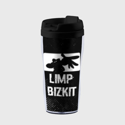 Термокружка-непроливайка Limp Bizkit glitch на темном фоне