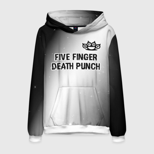 Мужская толстовка 3D с принтом Five Finger Death Punch glitch на светлом фоне посередине, вид спереди #2
