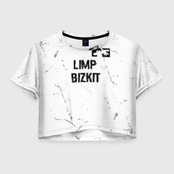 Женская футболка Crop-top 3D Limp Bizkit glitch на светлом фоне посередине