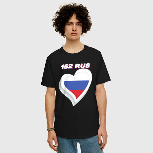 Мужская футболка хлопок Oversize с принтом 152 регион Нижегородская область, фото на моделе #1