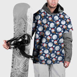 Накидка на куртку 3D Весёлые снеговики - паттерн