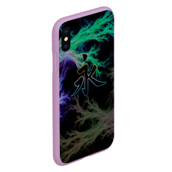 Чехол для iPhone XS Max матовый Навсегда - иероглиф китайский неоновый  - фото 2