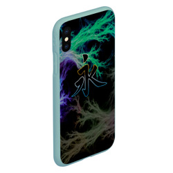 Чехол для iPhone XS Max матовый Навсегда - иероглиф китайский неоновый  - фото 2