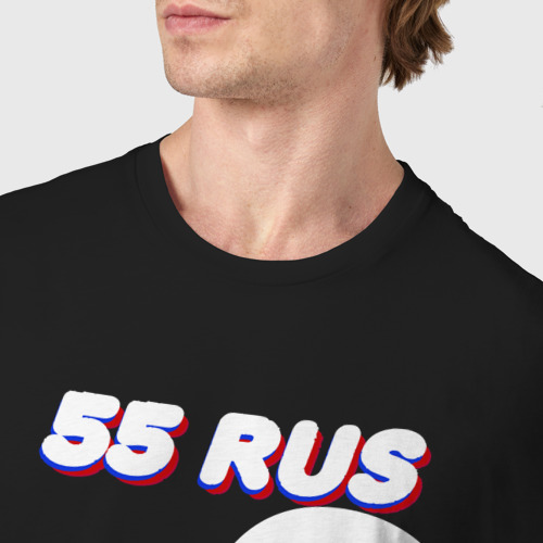 Мужская футболка хлопок 55 регион Омская область, цвет черный - фото 6