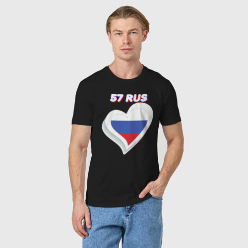 Мужская футболка хлопок 57 регион Орловская область, цвет черный - фото 3
