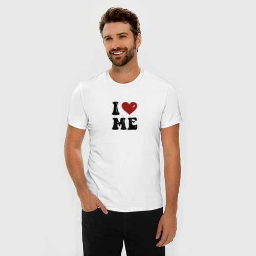 Мужская футболка хлопок Slim I love me - heart y2k, цвет белый - фото 3