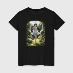 Женская футболка хлопок Kpop idol девушка в саду