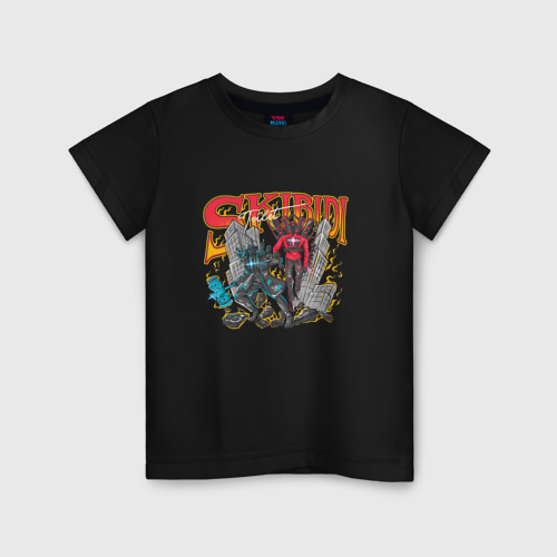 Детская футболка из хлопка с принтом Титан Спикермен и титан Камерамен, вид спереди №1