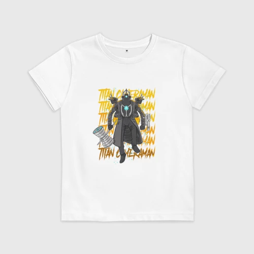 Детская футболка хлопок с принтом Титан Камерамен, вид спереди #2