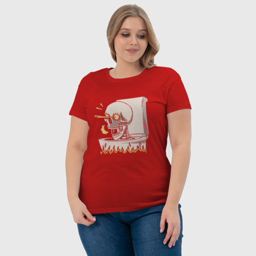 Женская футболка хлопок с принтом Skull skibidi toilet, фото #4