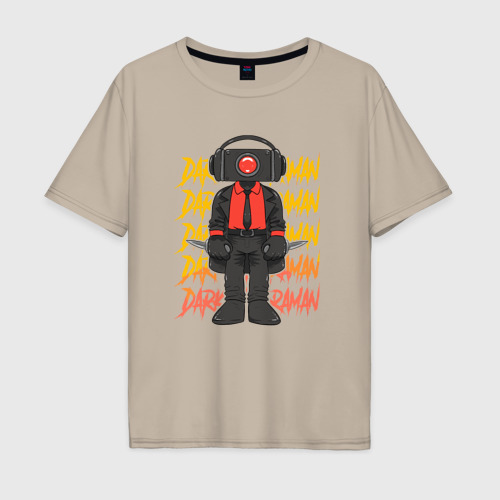 Мужская футболка хлопок Oversize с принтом Чёрный КамераМен, вид спереди #2