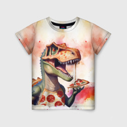 Тиранозавр и пицца – Детская футболка 3D с принтом купить со скидкой в -33%