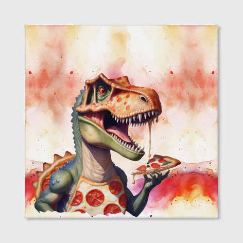 Холст квадратный Тиранозавр и пицца, цвет 3D печать - фото 2