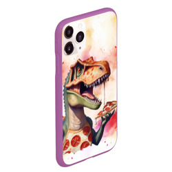 Чехол для iPhone 11 Pro Max матовый Тиранозавр и пицца - фото 2
