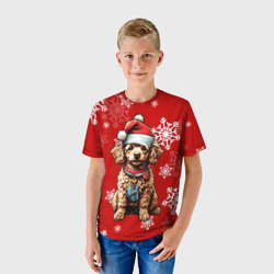 Детская футболка 3D Кокер-Спаниэль и снежинки - фото 2
