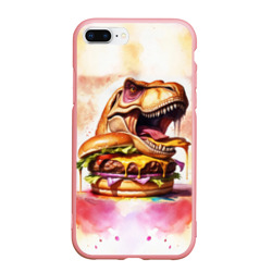 Чехол для iPhone 7Plus/8 Plus матовый Тиранозавр с гамбургером