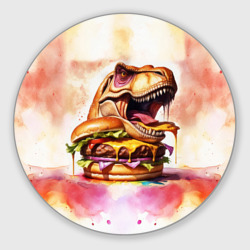 Круглый коврик для мышки Тиранозавр с гамбургером