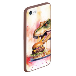 Чехол для iPhone 5/5S матовый Тиранозавр и вкусный бургер - фото 2