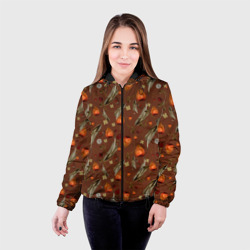 Женская куртка 3D Перья и физалис brown - фото 2