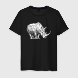 Белый носорог – Мужская футболка хлопок с принтом купить со скидкой в -20%