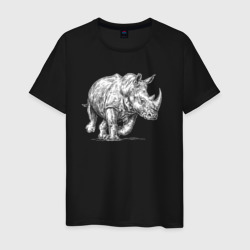 Белый носорог бежит – Мужская футболка хлопок с принтом купить со скидкой в -20%
