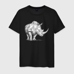 Белый носорог стоит – Мужская футболка хлопок с принтом купить со скидкой в -20%
