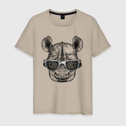 Носорожик хипстер – Мужская футболка хлопок с принтом купить со скидкой в -20%