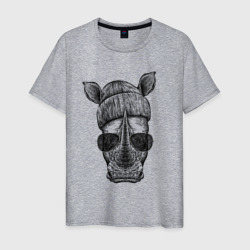 Носорог хипстер – Мужская футболка хлопок с принтом купить со скидкой в -20%