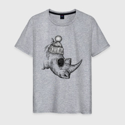 Носорог модный – Мужская футболка хлопок с принтом купить со скидкой в -20%