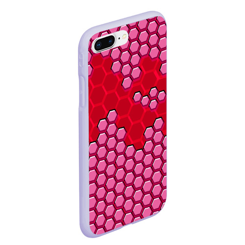 Чехол для iPhone 7Plus/8 Plus матовый с принтом Красная энерго-броня из шестиугольников, вид сбоку #3