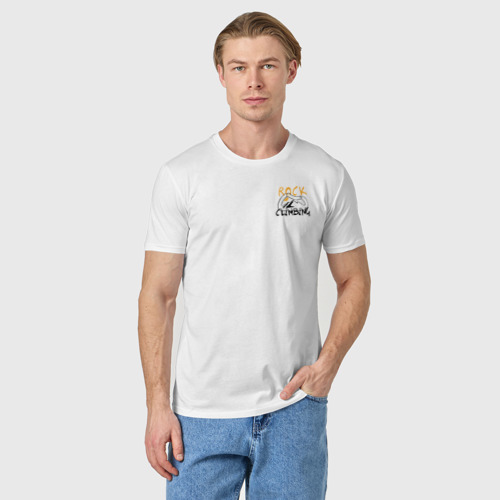 Мужская футболка хлопок Скалолазание и горы с карабином, цвет белый - фото 3