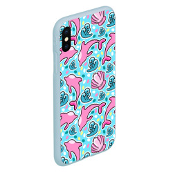 Чехол для iPhone XS Max матовый Летний узор с розовыми дельфинами - фото 2