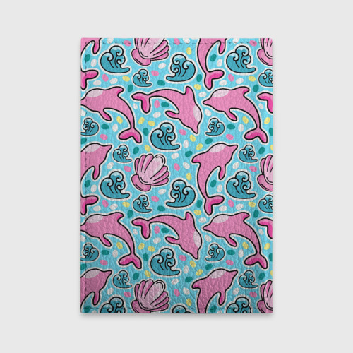 Обложка для автодокументов Летний узор с розовыми дельфинами, цвет бирюзовый - фото 2