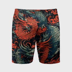 Мужские шорты спортивные Красный и серый дракон